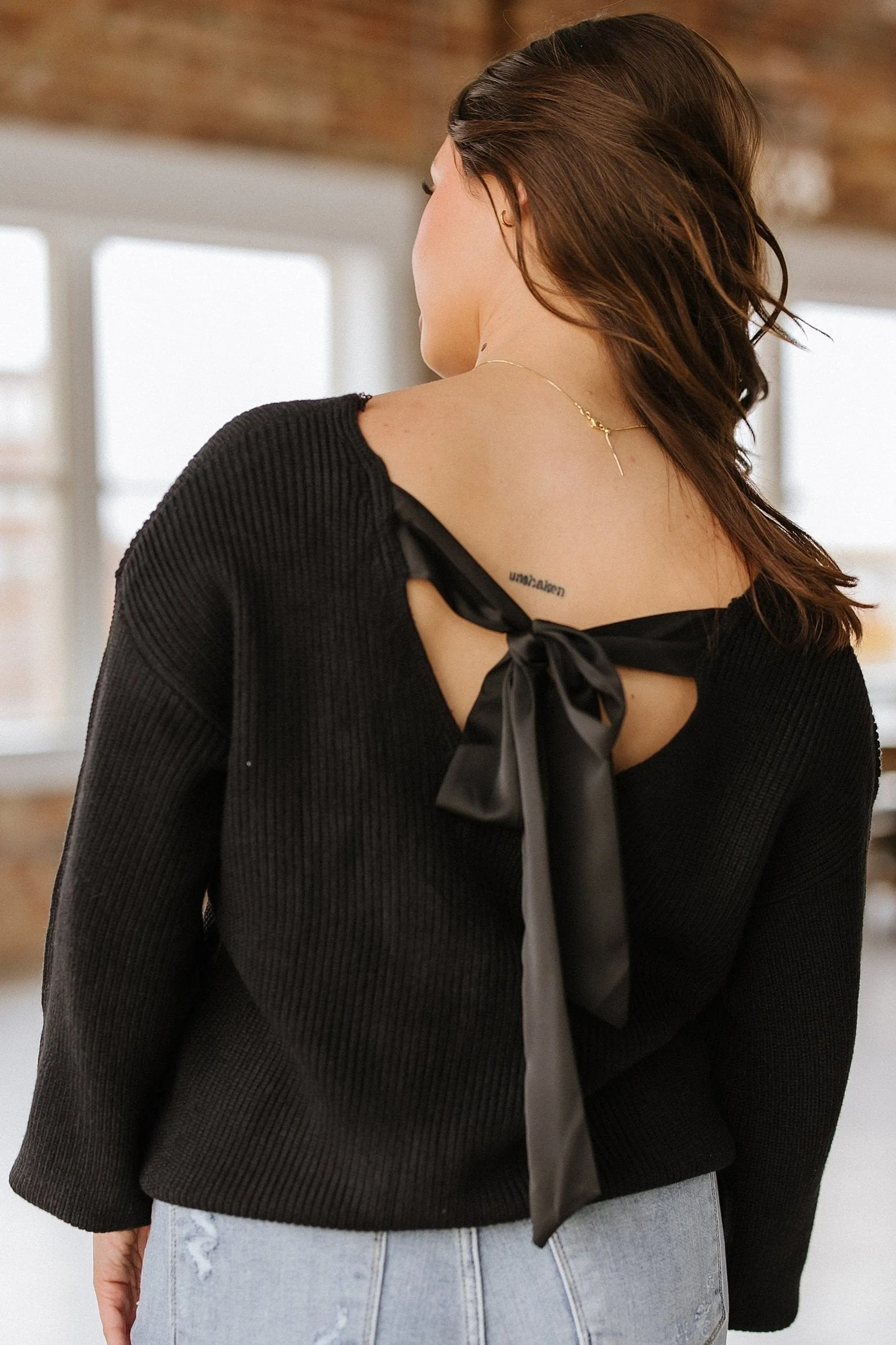 Annalise Lantern Sleeve Bow Knot Sweater