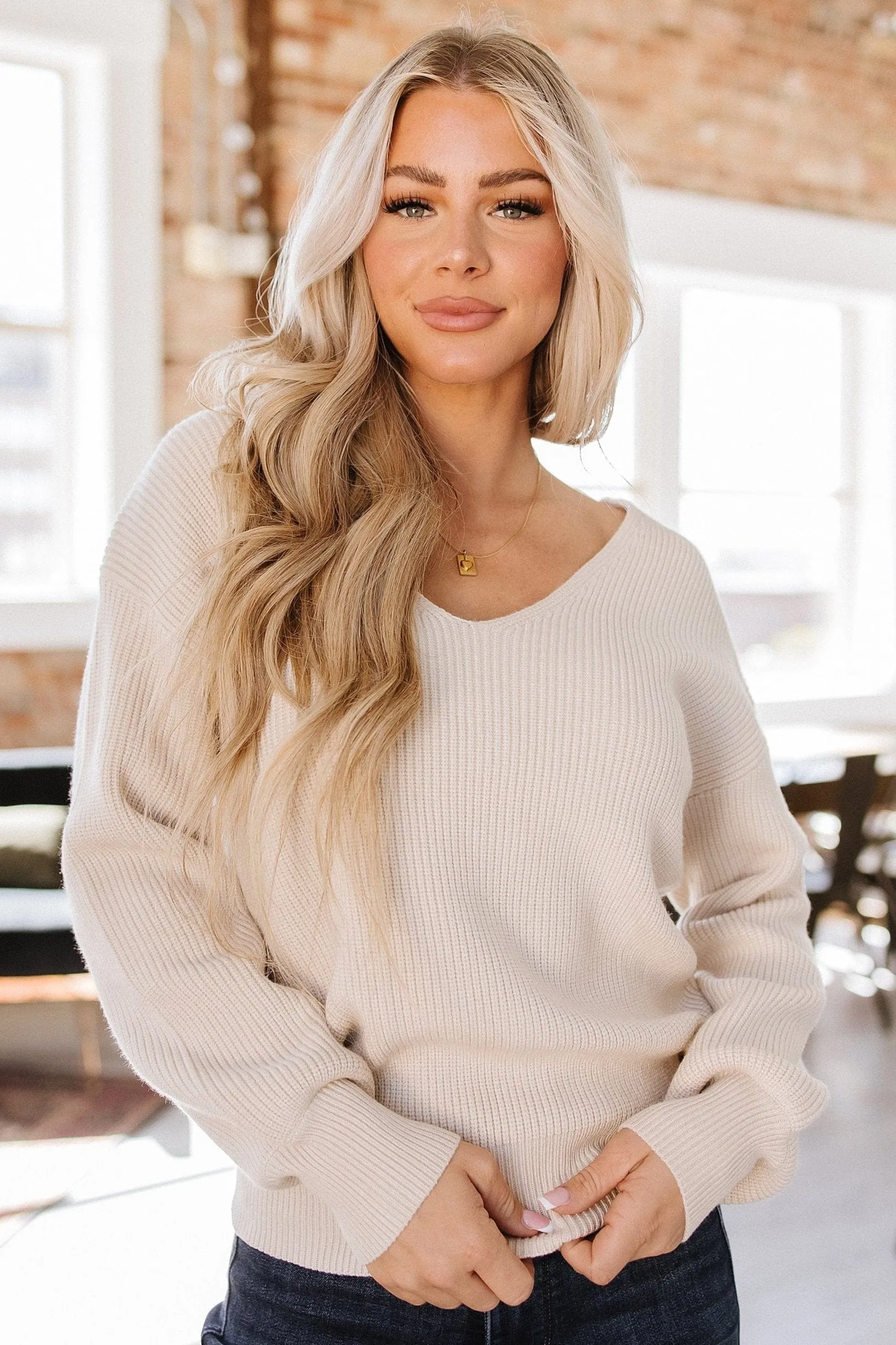 Annalise Lantern Sleeve Bow Knot Sweater