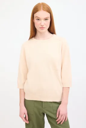 Beige Cashmere Three Quarter Sleeve Sweater