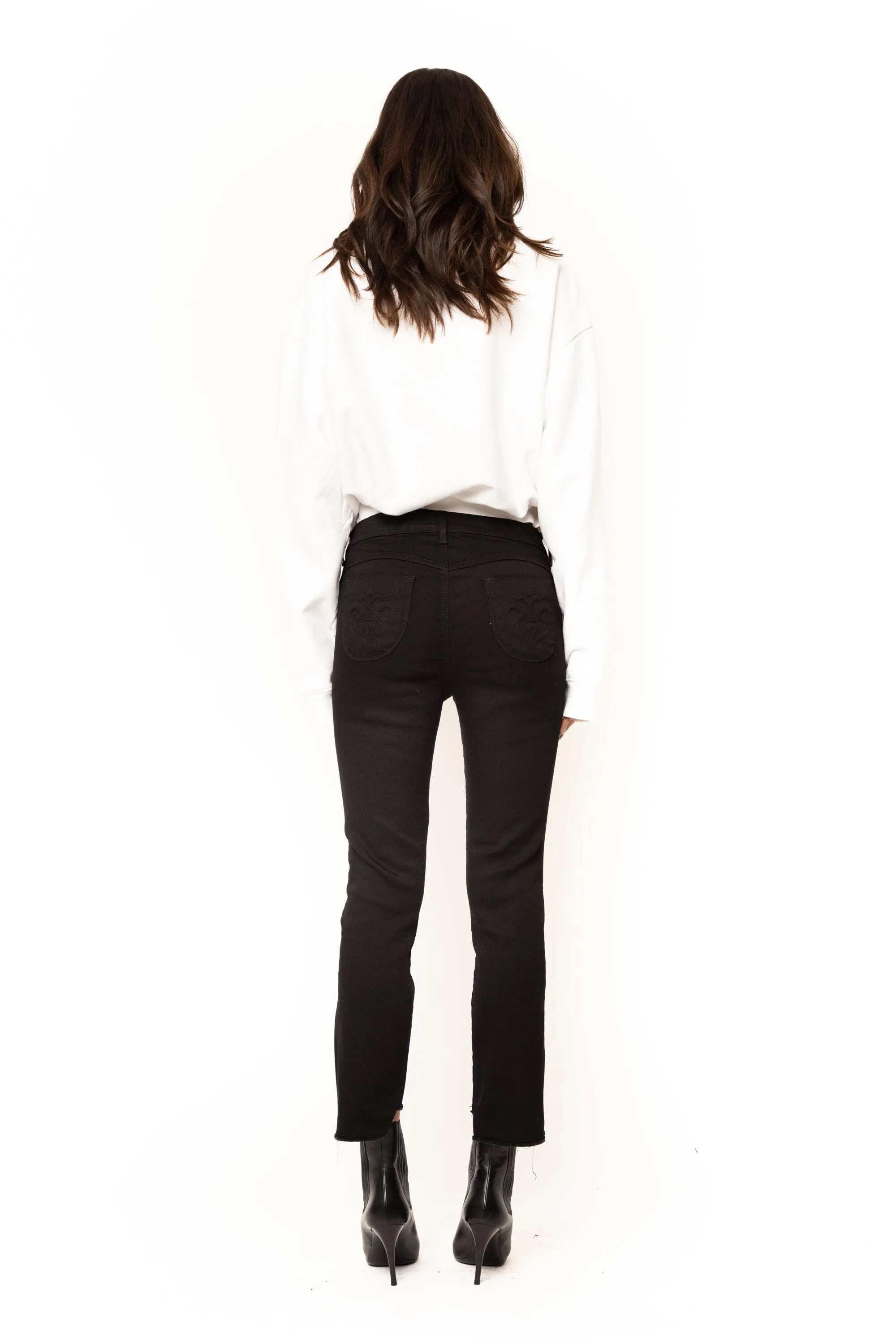 Bellissima Ankle Flare In Black Pencil
