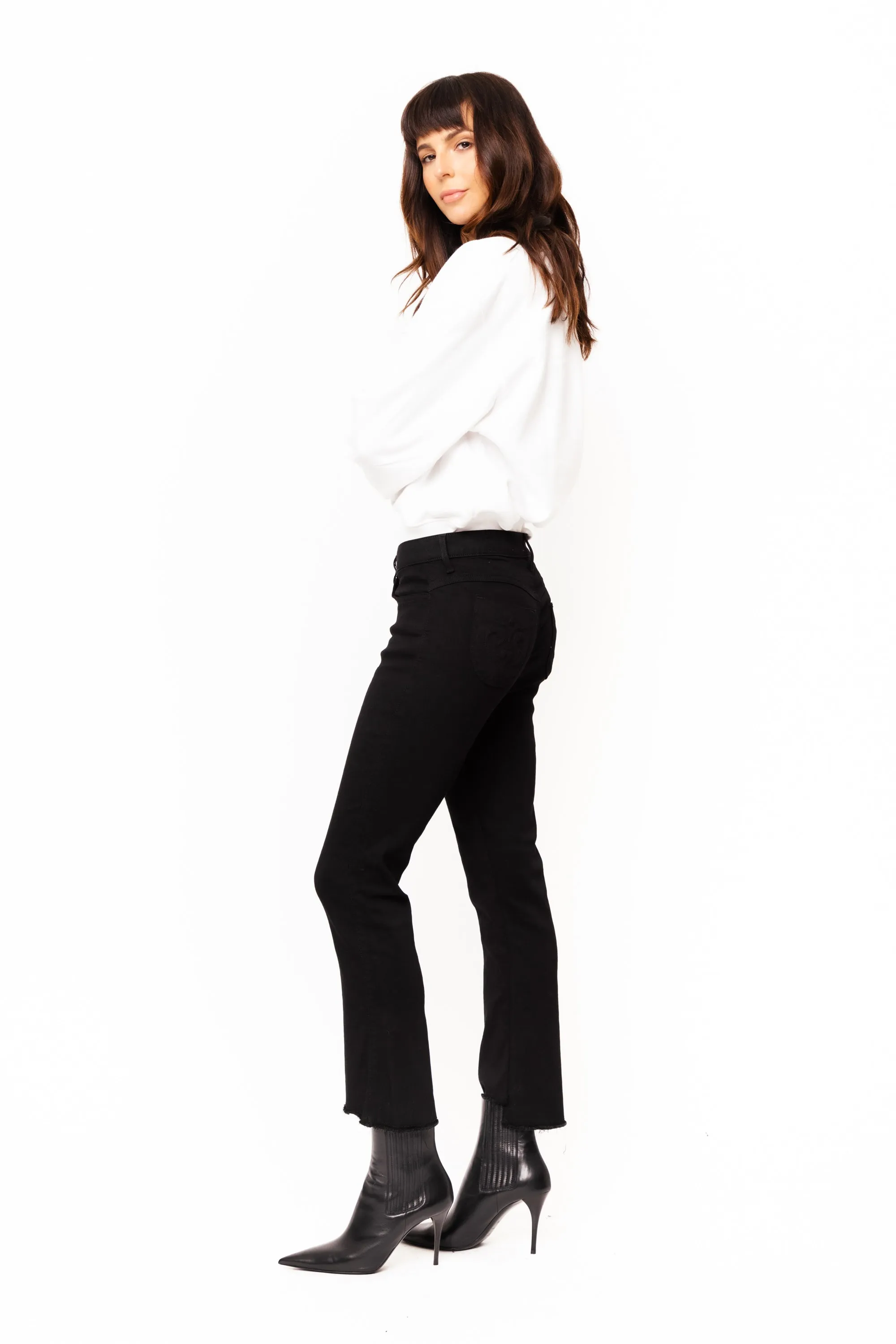 Bellissima Ankle Flare In Black Pencil