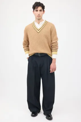 Brown & Yellow Cashmere Clarinet Sweater