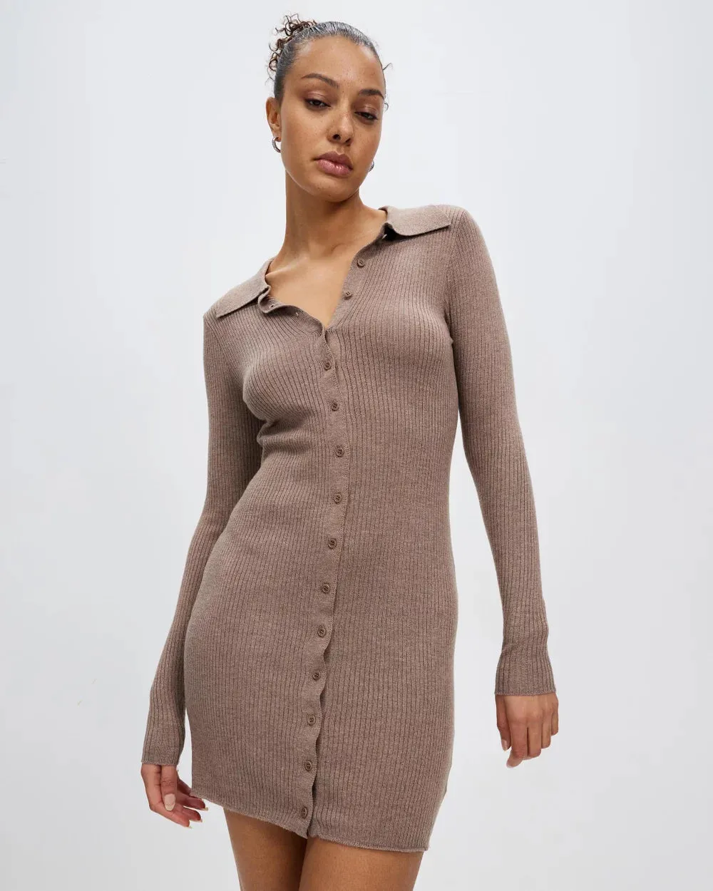CAROLINE KNIT MINI DRESS | MINK