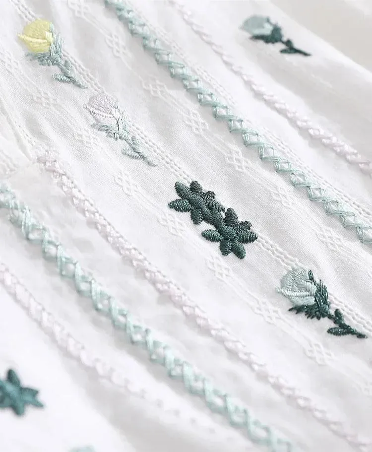Clementine - Chic Embroidered Short Sleeve Shirt for Women