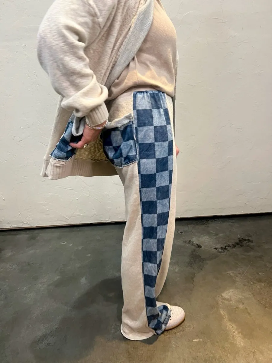 Cooper Check Mix Pants - Snow/Blue