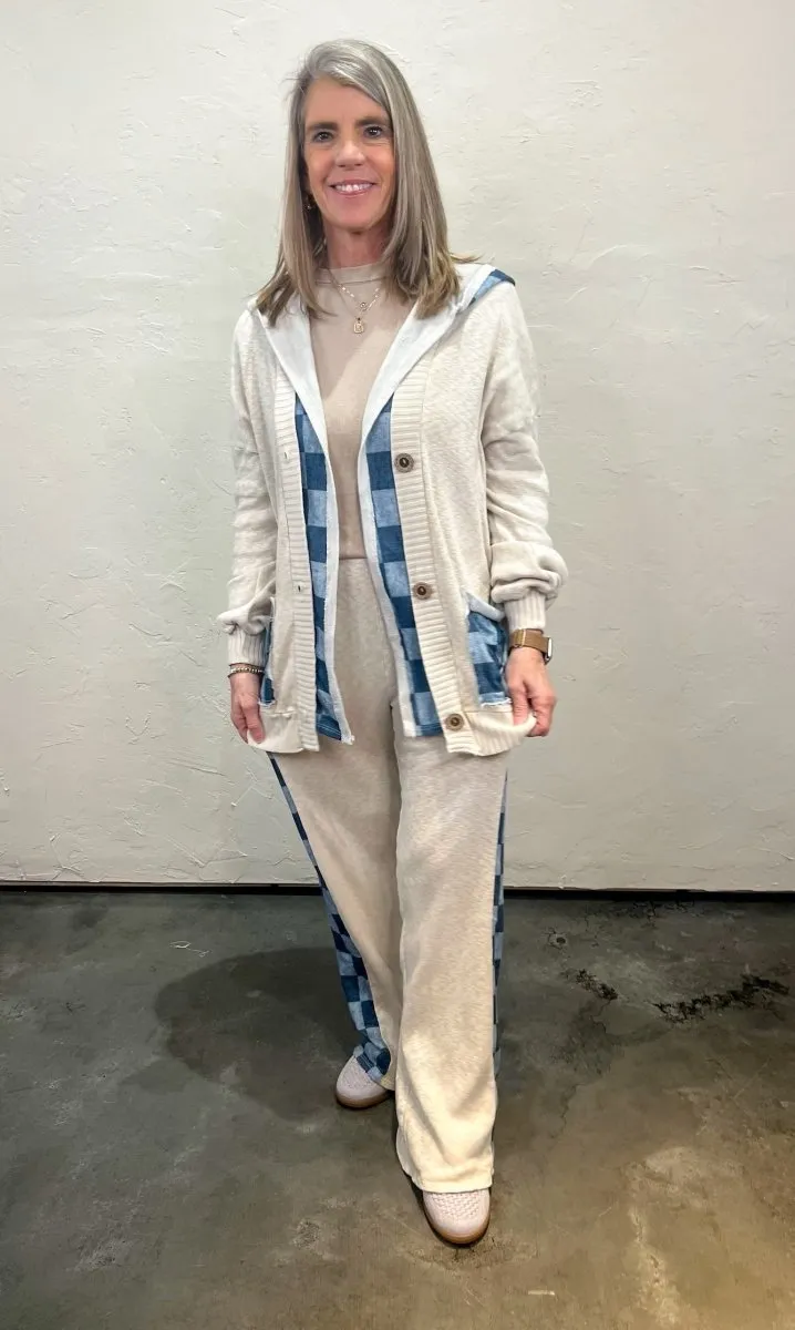 Cooper Check Mix Pants - Snow/Blue