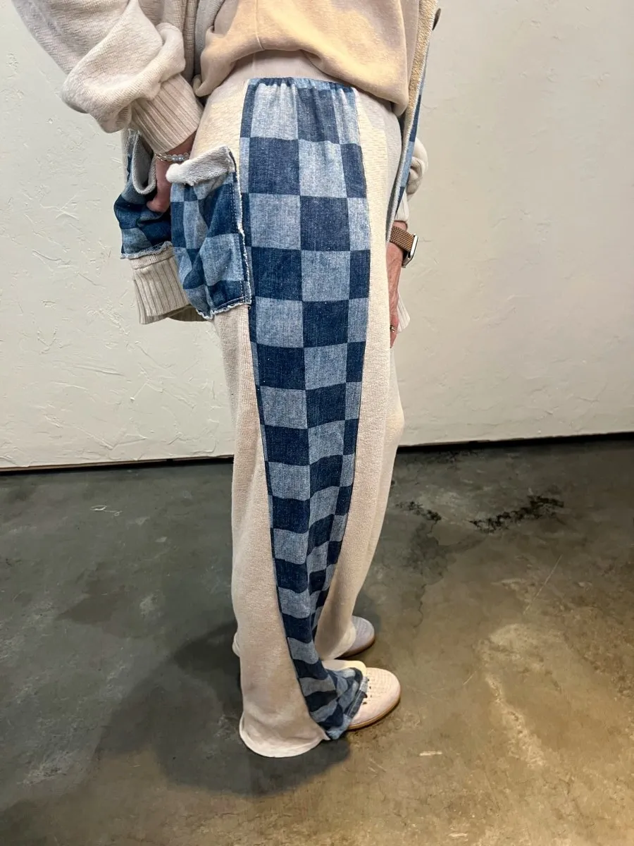 Cooper Check Mix Pants - Snow/Blue