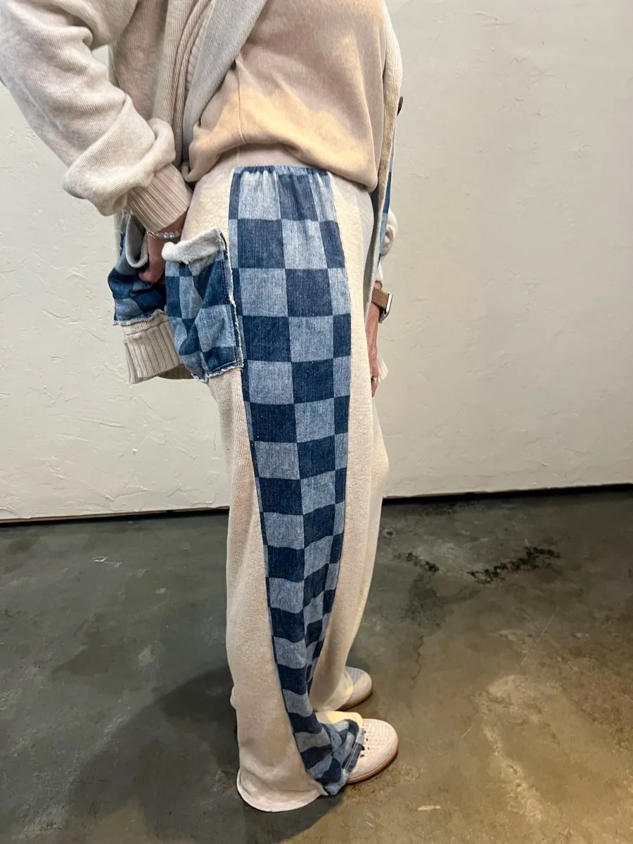 Cooper Check Mix Pants - Snow/Blue