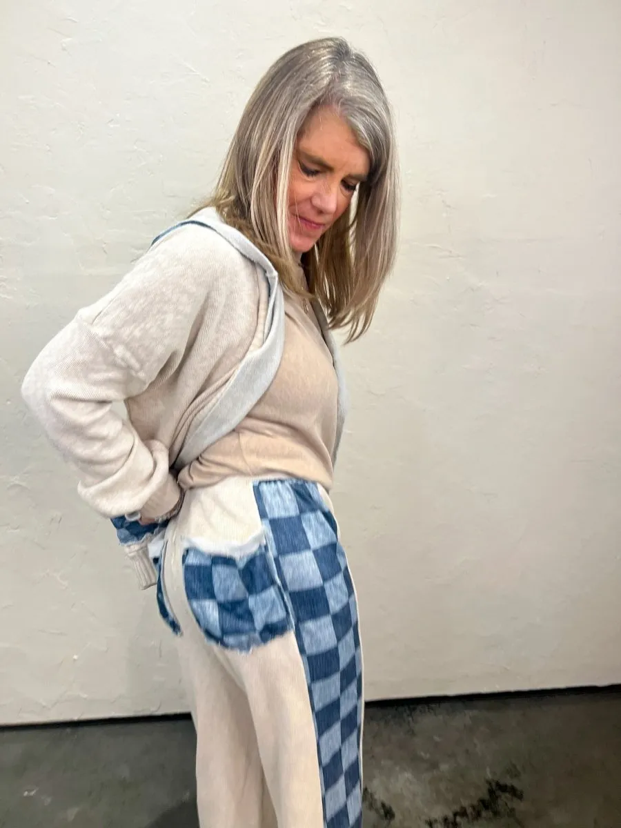 Cooper Check Mix Pants - Snow/Blue