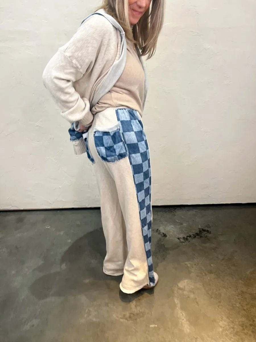 Cooper Check Mix Pants - Snow/Blue