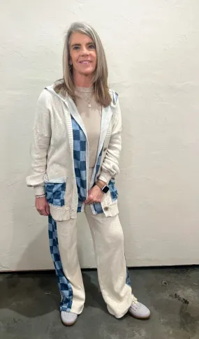 Cooper Check Mix Pants - Snow/Blue