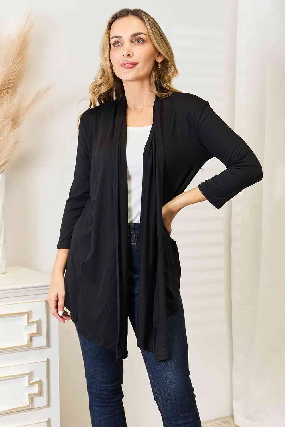 Cozy & Comfortable Open Front Cardigan in Black