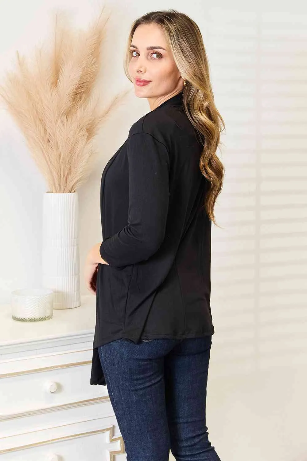 Cozy & Comfortable Open Front Cardigan in Black