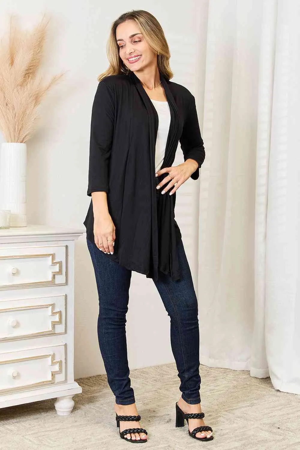 Cozy & Comfortable Open Front Cardigan in Black