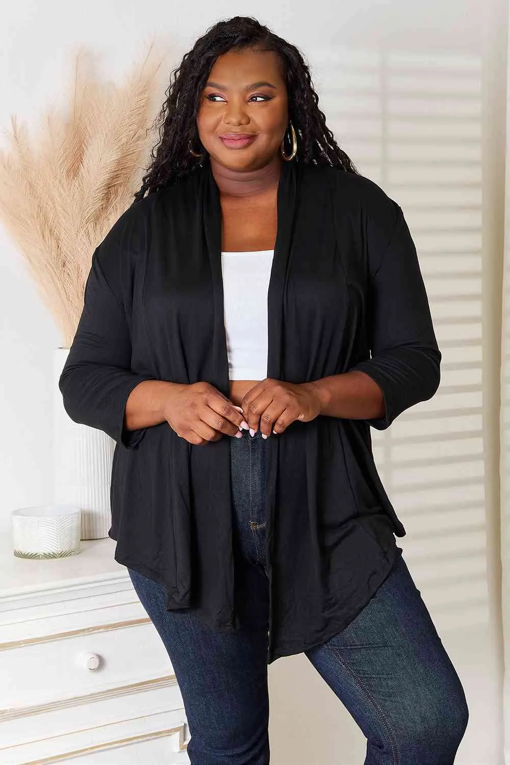Cozy & Comfortable Open Front Cardigan in Black