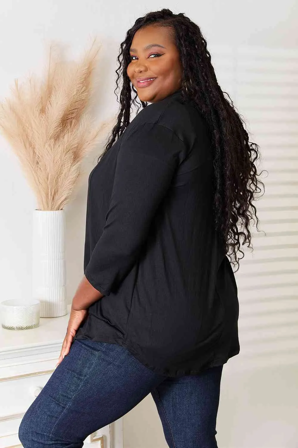 Cozy & Comfortable Open Front Cardigan in Black