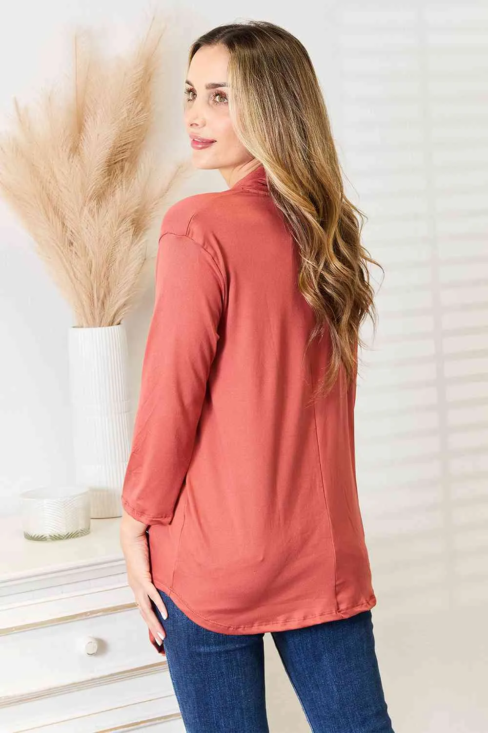 Cozy & Comfortable Open Front Cardigan in Coral