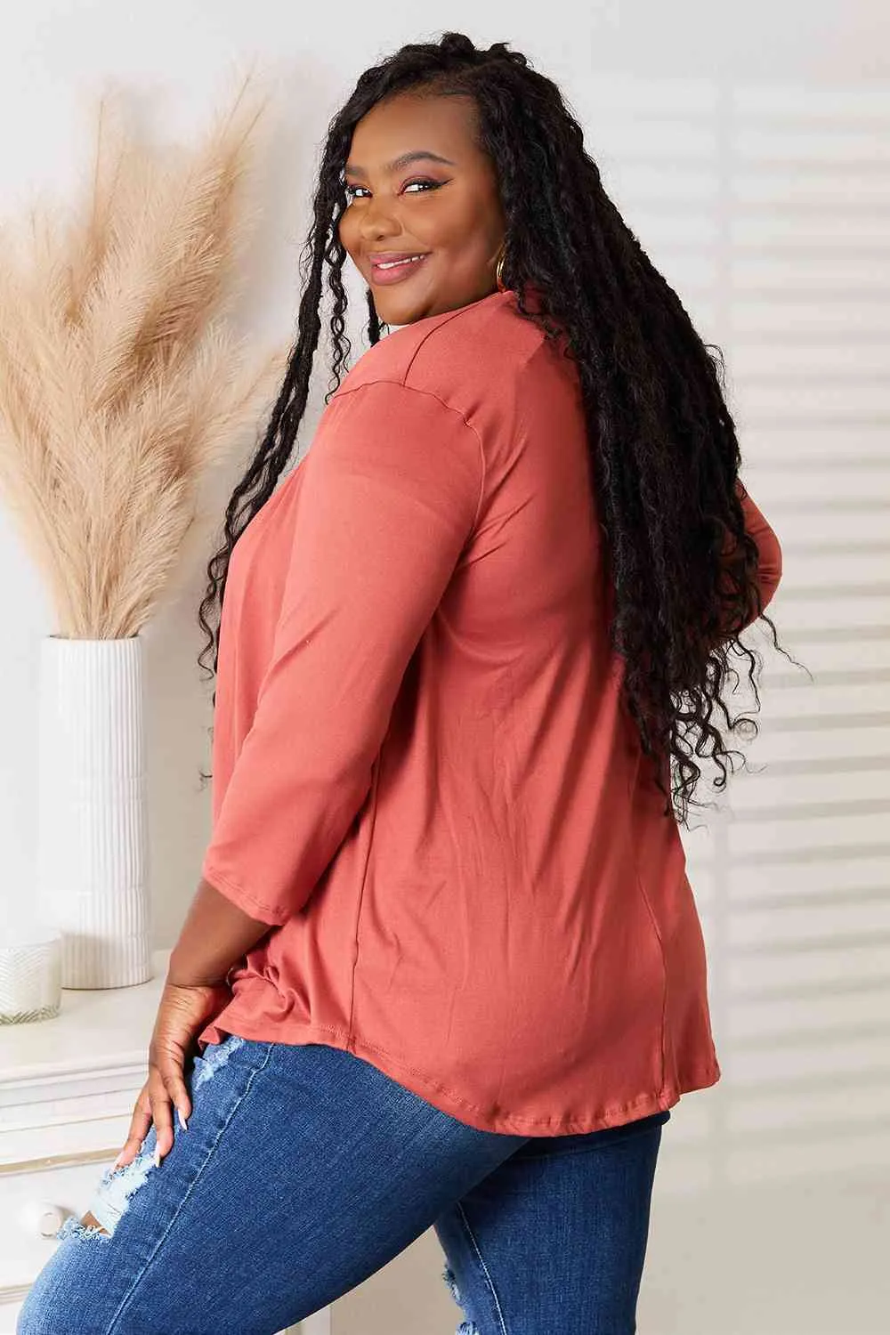 Cozy & Comfortable Open Front Cardigan in Coral