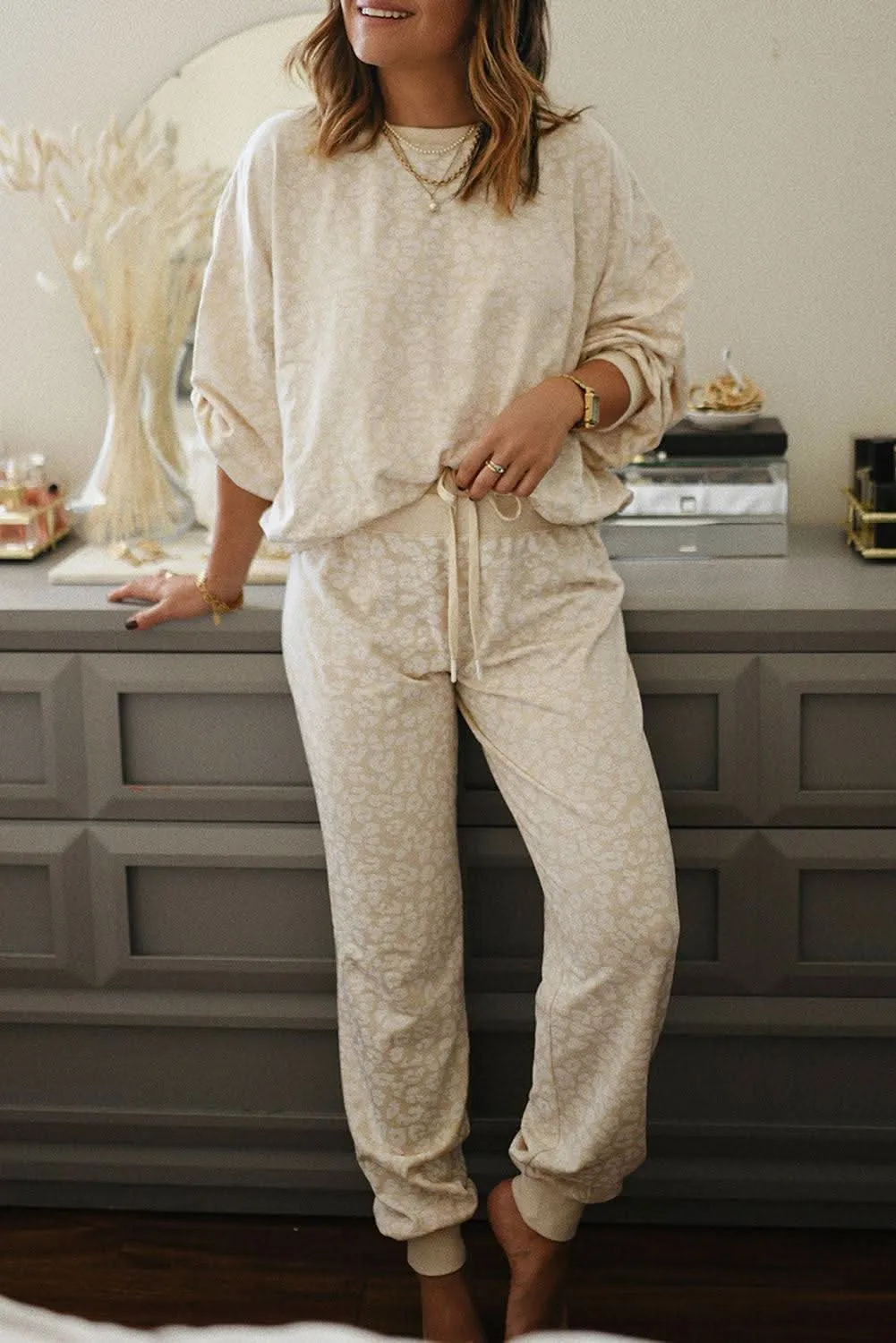 Cozy cheetah print loungewear set