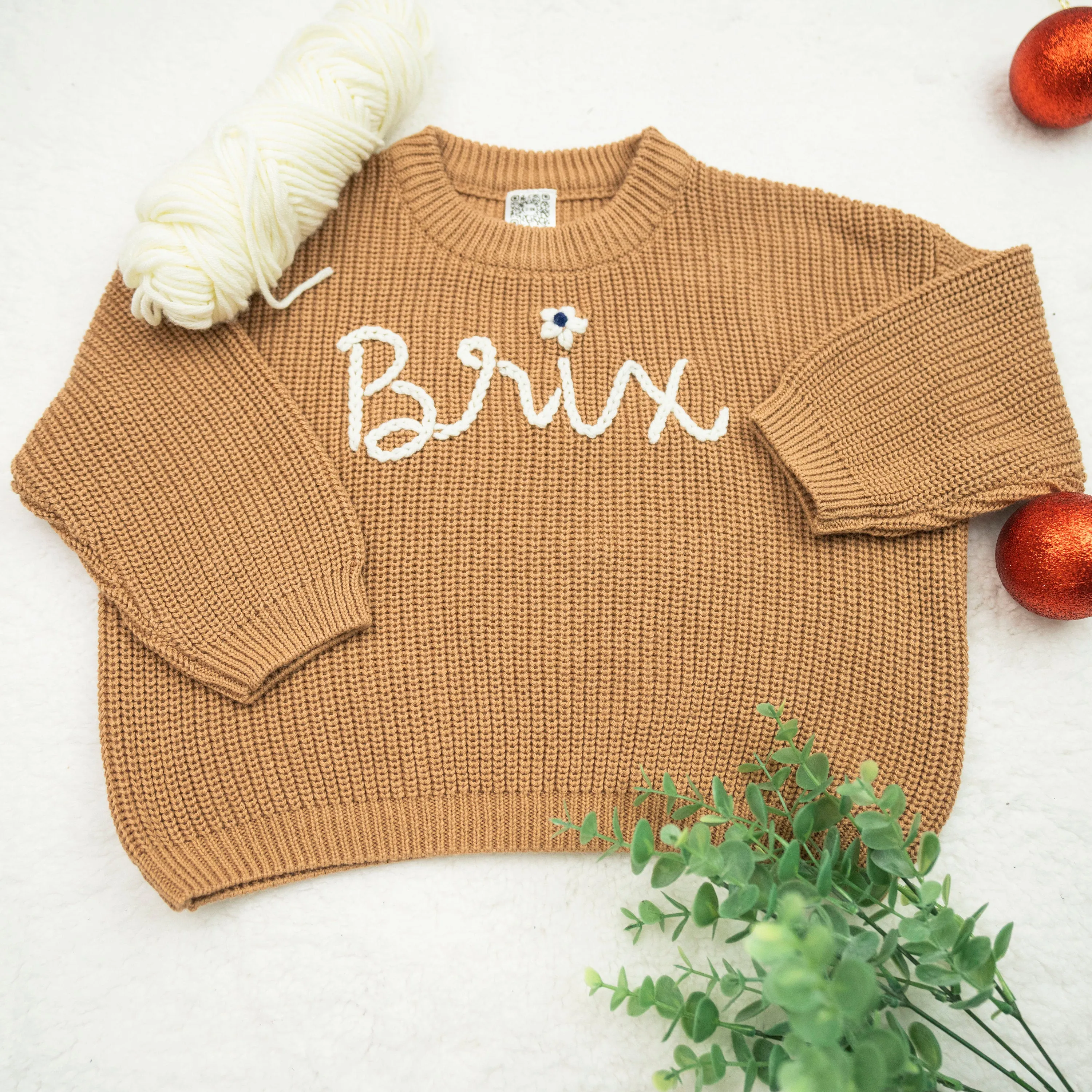 Custom Name Baby Sweater,Personalized Hand Embroidered Baby Sweater,Cute Baby Girls Sweater With Name,Baby Shower Gift,Christmas Gift Baby