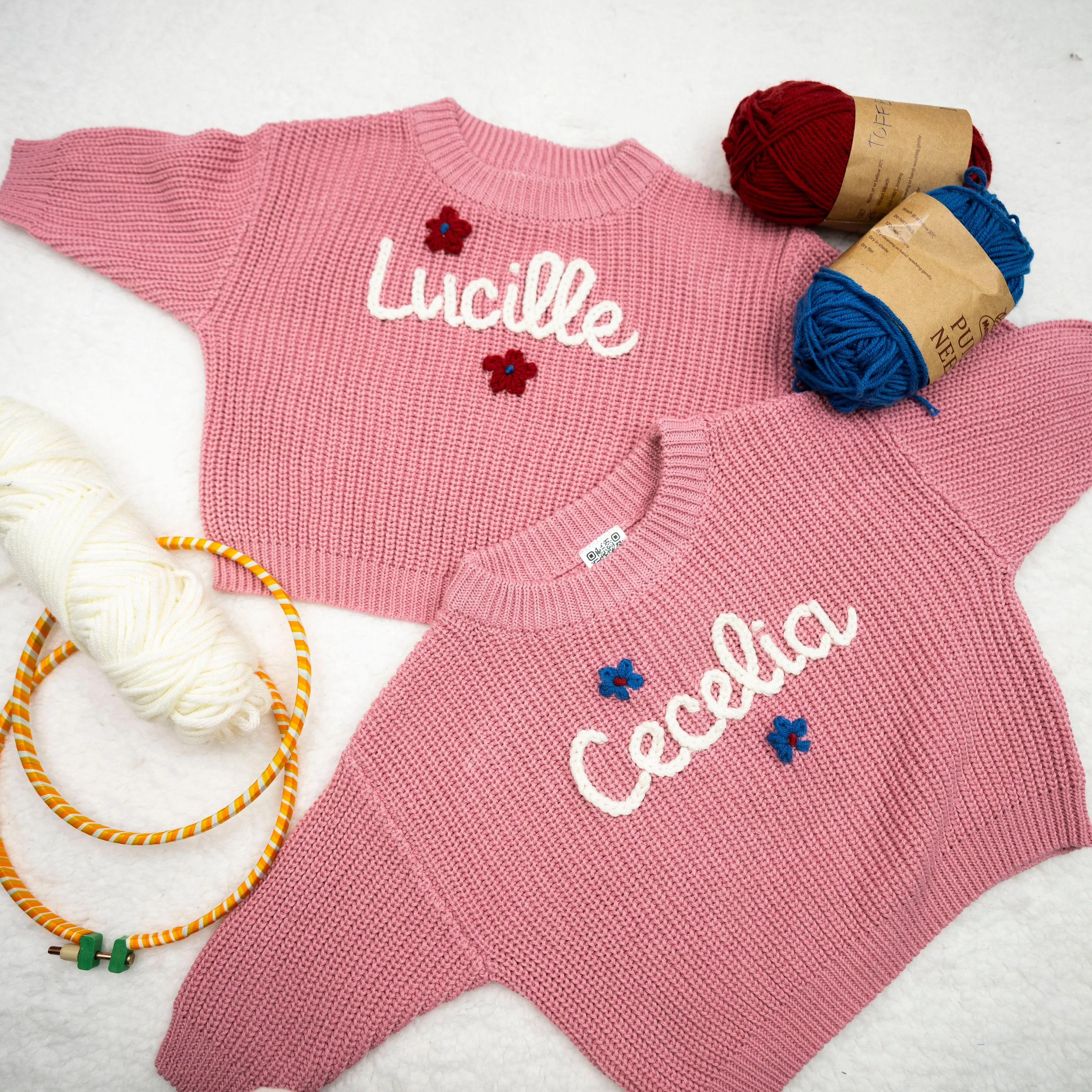 Custom Name Baby Sweater,Personalized Hand Embroidered Baby Sweater,Cute Baby Girls Sweater With Name,Baby Shower Gift,Christmas Gift Baby