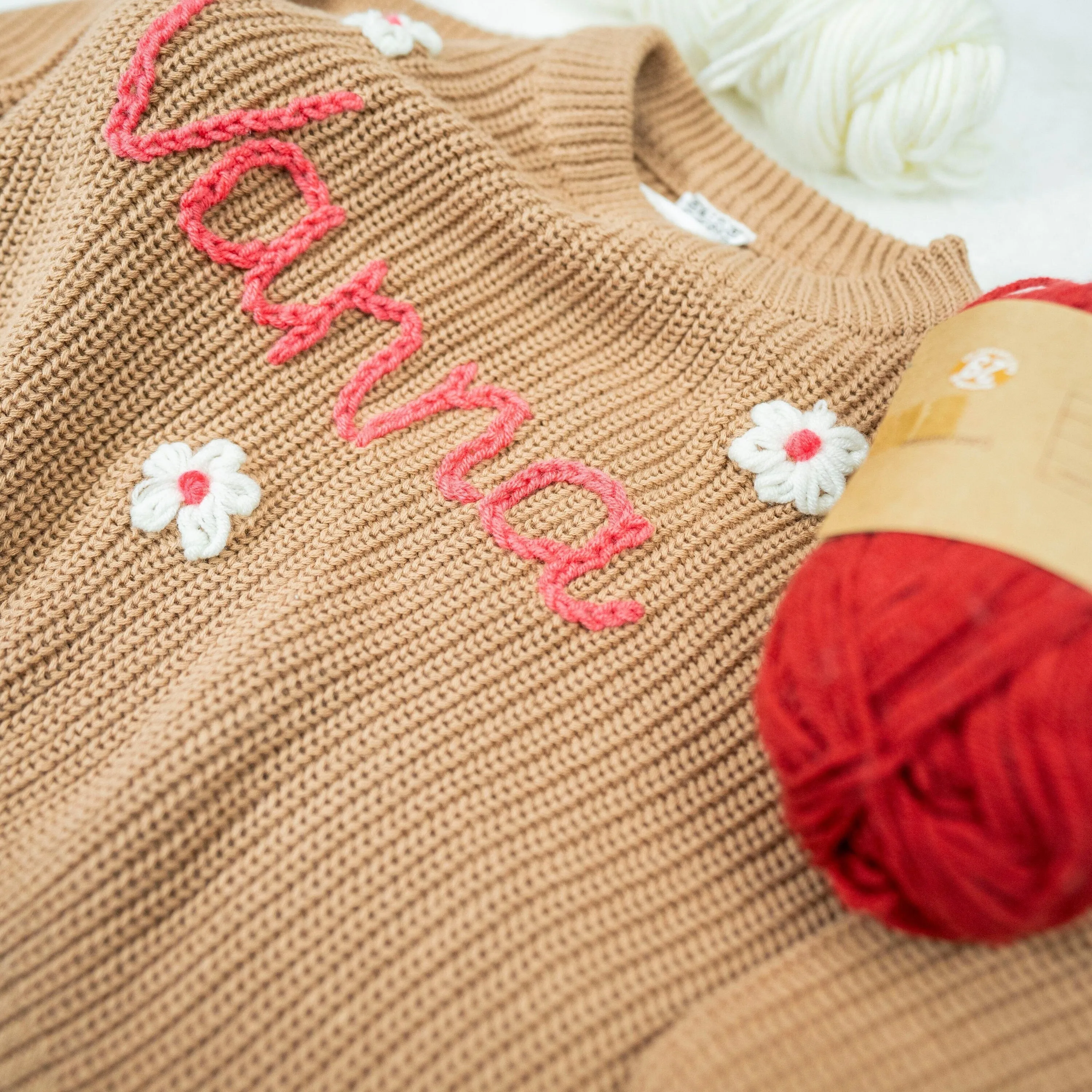 Custom Name Baby Sweater,Personalized Hand Embroidered Baby Sweater,Cute Baby Girls Sweater With Name,Baby Shower Gift,Christmas Gift Baby