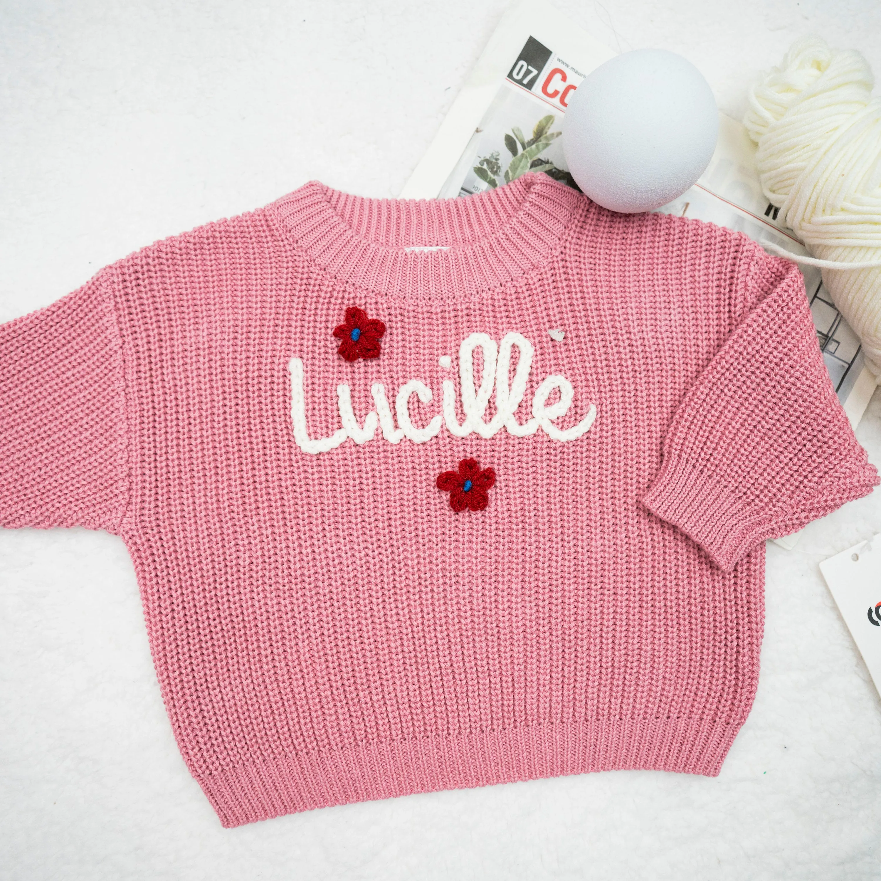 Custom Name Baby Sweater,Personalized Hand Embroidered Baby Sweater,Cute Baby Girls Sweater With Name,Baby Shower Gift,Christmas Gift Baby