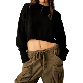 Easy Street Crop Pullover in Black