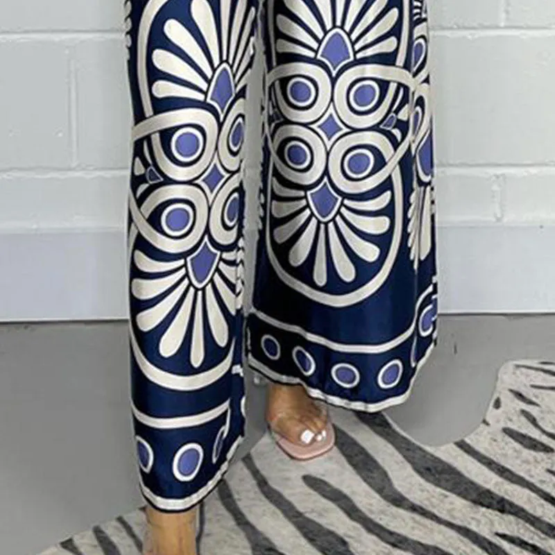 🔥Hot Sale-50% Off✨Women’s Stylish Printed Satin Wide-Leg Pants