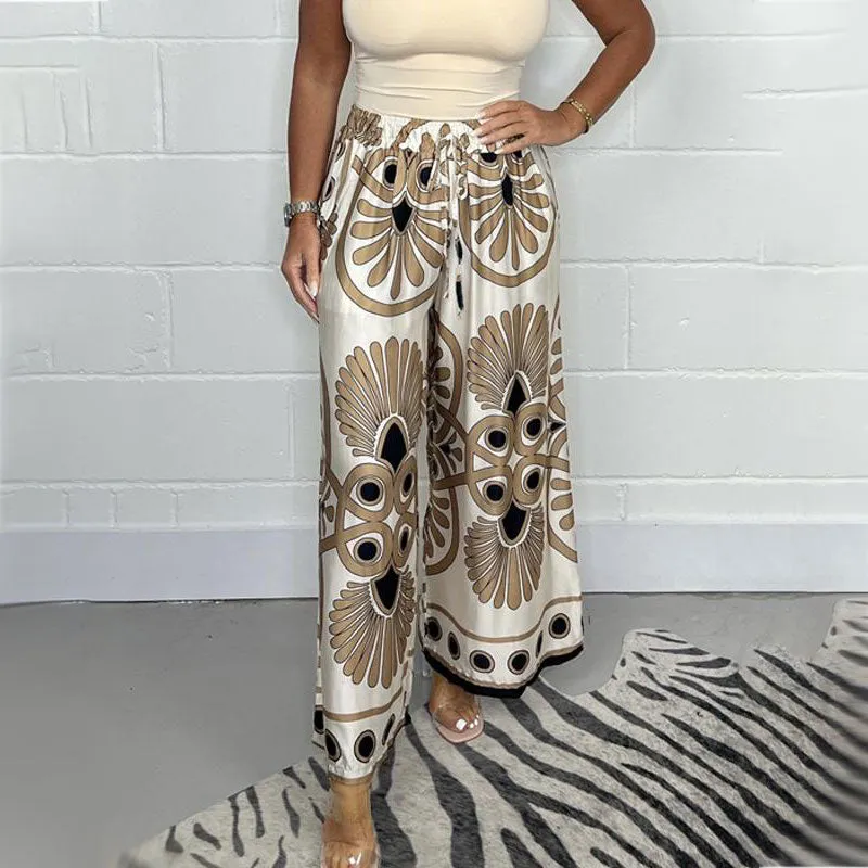 🔥Hot Sale-50% Off✨Women’s Stylish Printed Satin Wide-Leg Pants