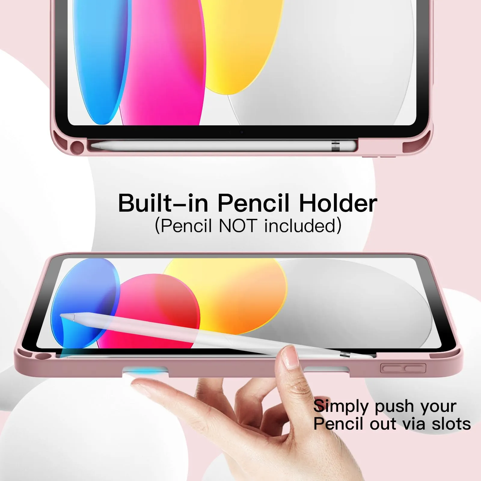 JETech Case for iPad 10 (10.9-Inch, 2022 Model, 10th Generation) with Pencil Holder, Slim Tablet Cover with Soft TPU Back, Auto Wake/Sleep (Rose Gold)