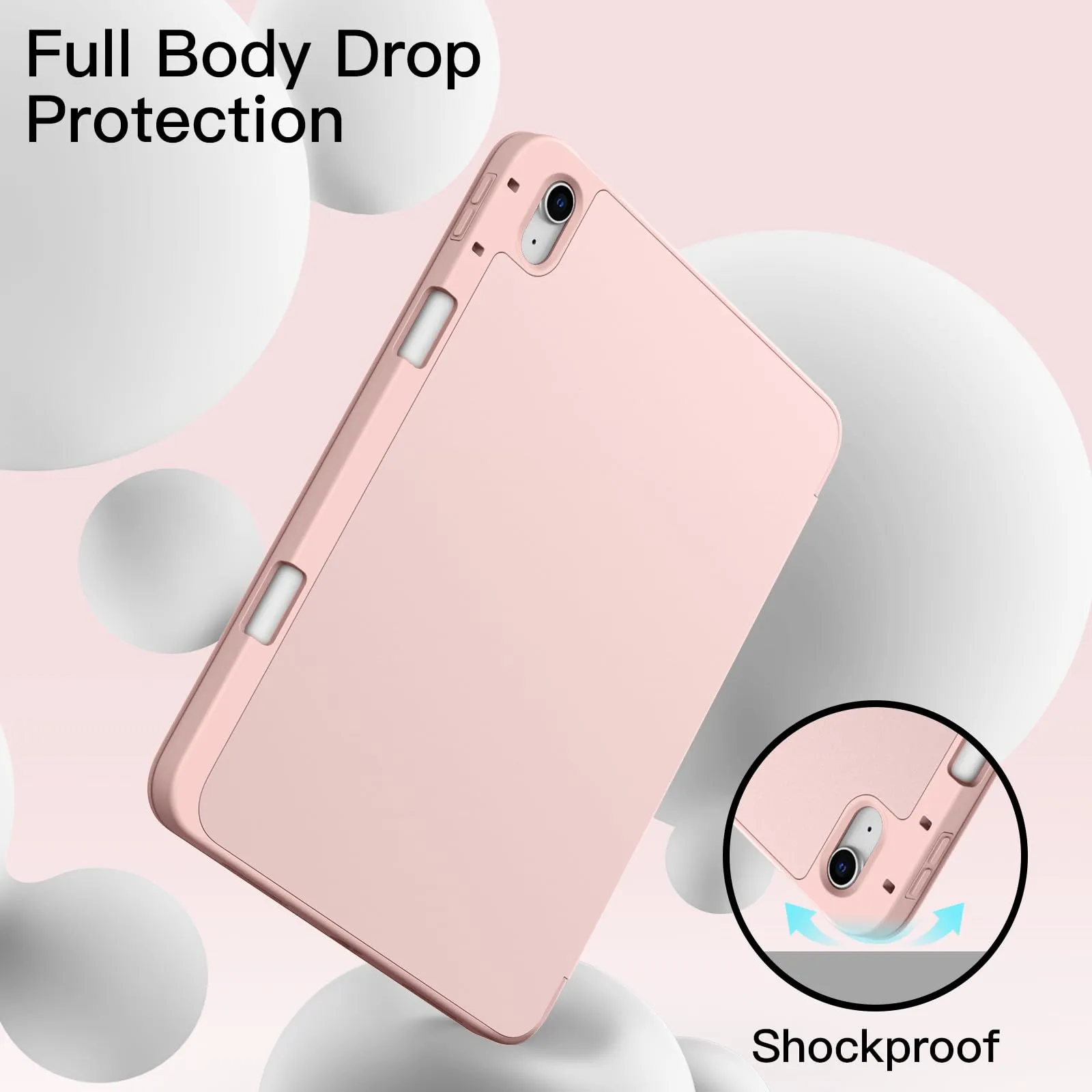 JETech Case for iPad 10 (10.9-Inch, 2022 Model, 10th Generation) with Pencil Holder, Slim Tablet Cover with Soft TPU Back, Auto Wake/Sleep (Rose Gold)
