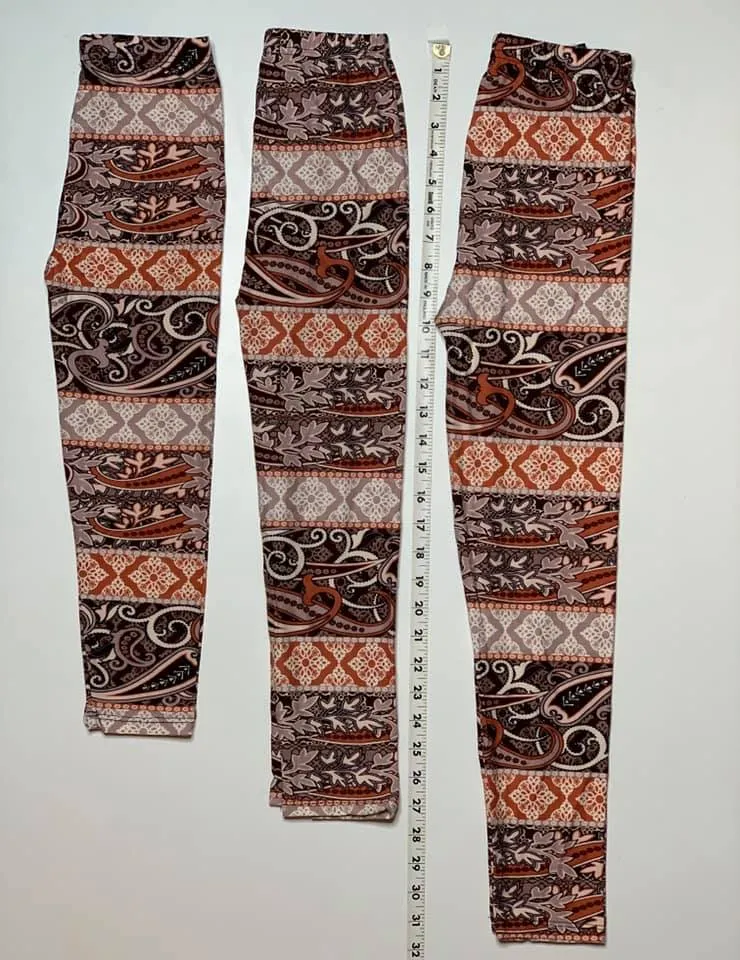 Kids Buttery Soft Leggings - Black Paisley Pinwheel