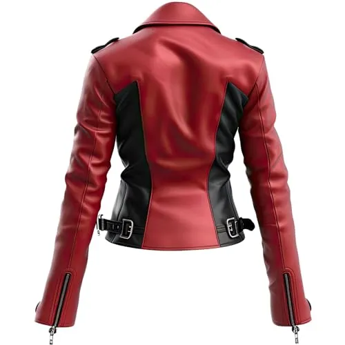 Leather Jets Womens Maroon Black Genuine Sheepskin Caf Racer Lapel Collar Sporty Winter Zipup Slimfit Moto Leather Jacket