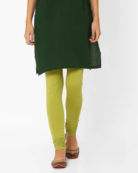 Olive Green Plain Churidar  Lycra Leggings