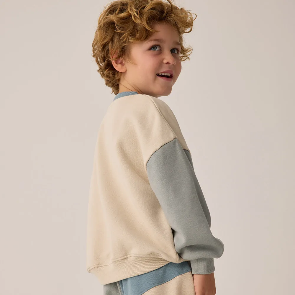 Relaxed Sweatshirt & Shorts Set | Colour Block