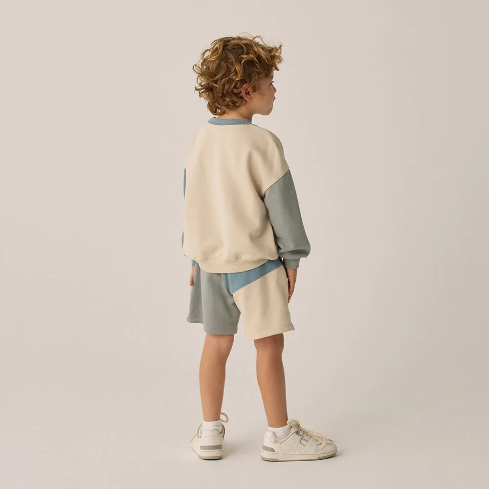 Relaxed Sweatshirt & Shorts Set | Colour Block