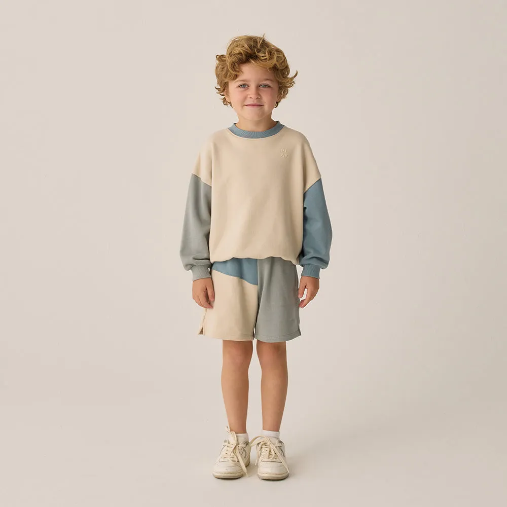 Relaxed Sweatshirt & Shorts Set | Colour Block