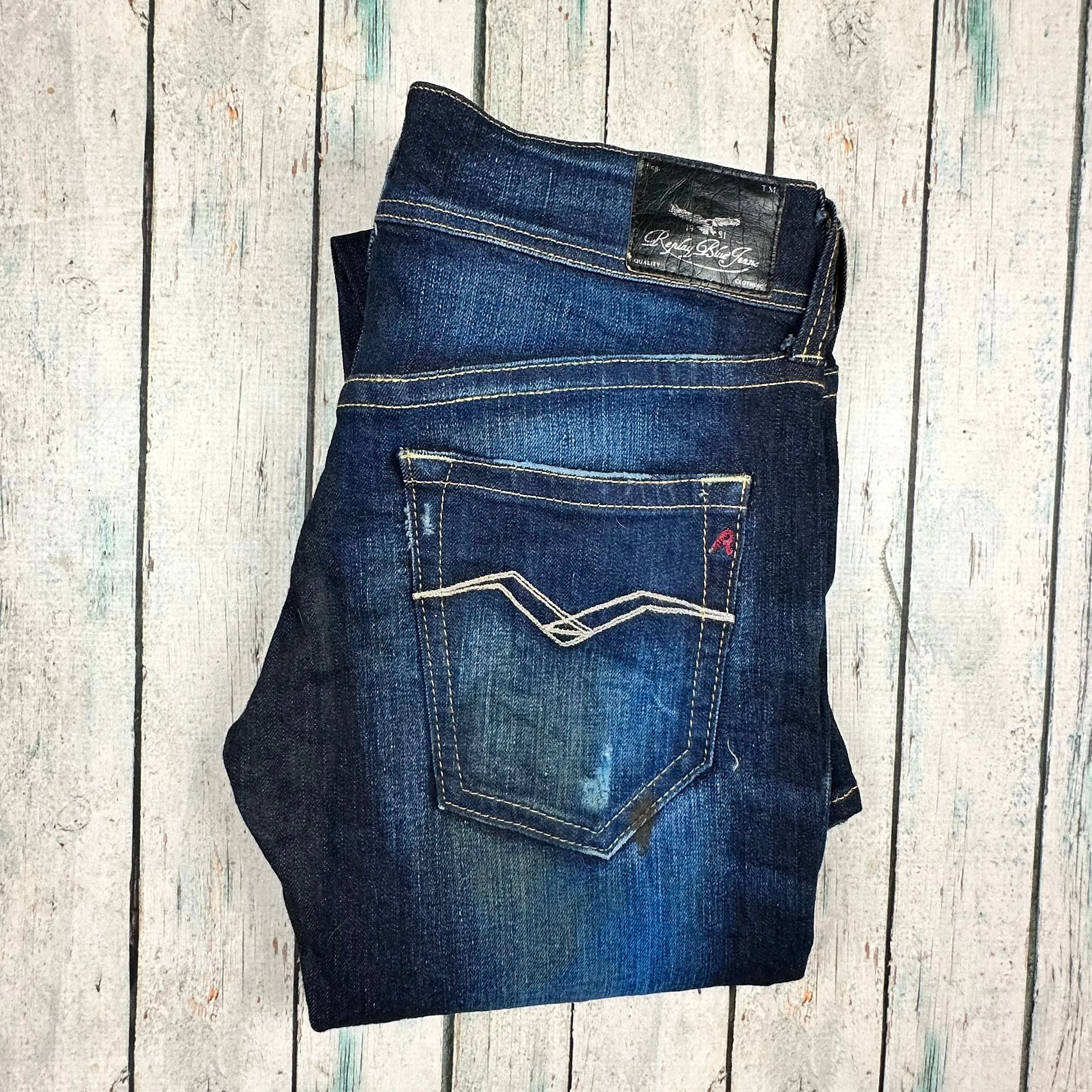 Replay Italy Ladies 'Fabienne' Distressed Slim Fit Jeans - Size 26
