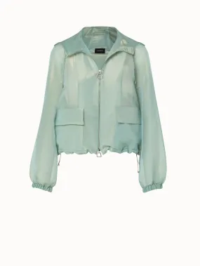 Silk Techno Iridescent Organza Blouson Jacket