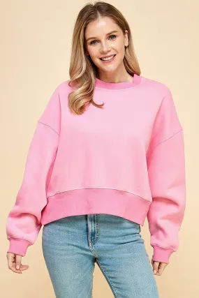 solid dropped shoulder sweatshirt - hot pink