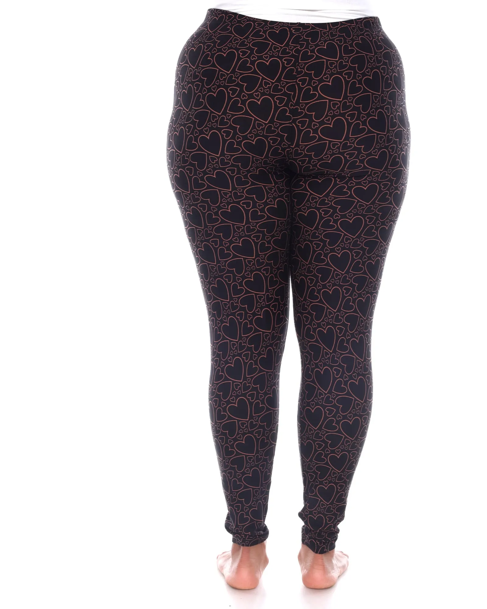 Super Soft Heart Printed Leggings | Black Brown