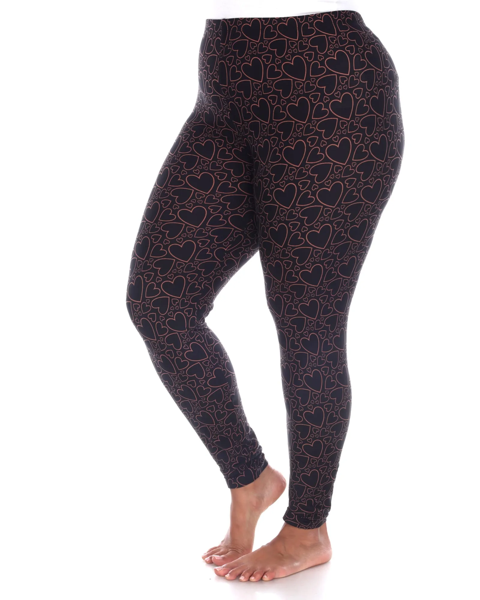 Super Soft Heart Printed Leggings | Black Brown