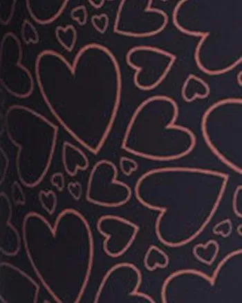 Super Soft Heart Printed Leggings | Black Brown