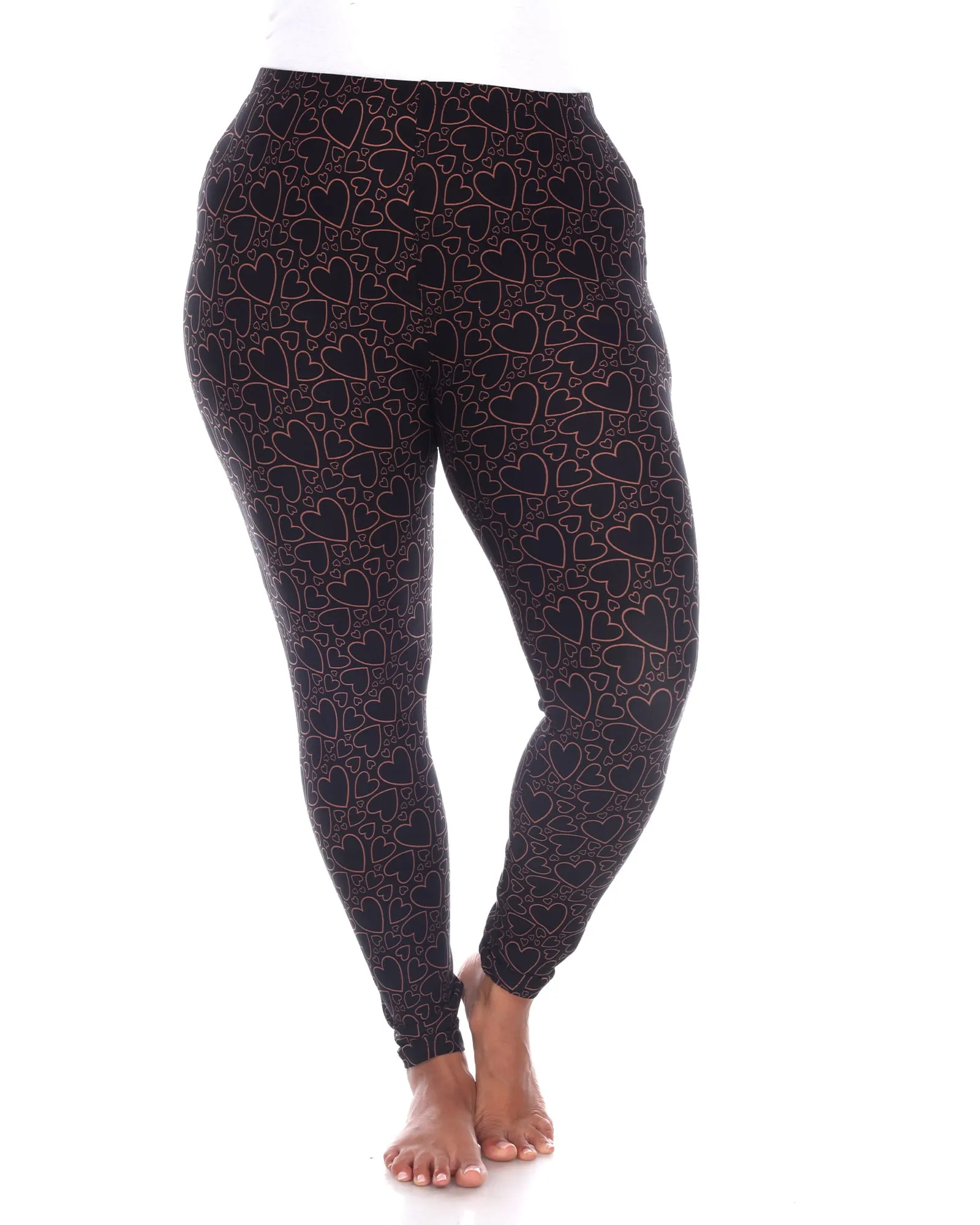 Super Soft Heart Printed Leggings | Black Brown