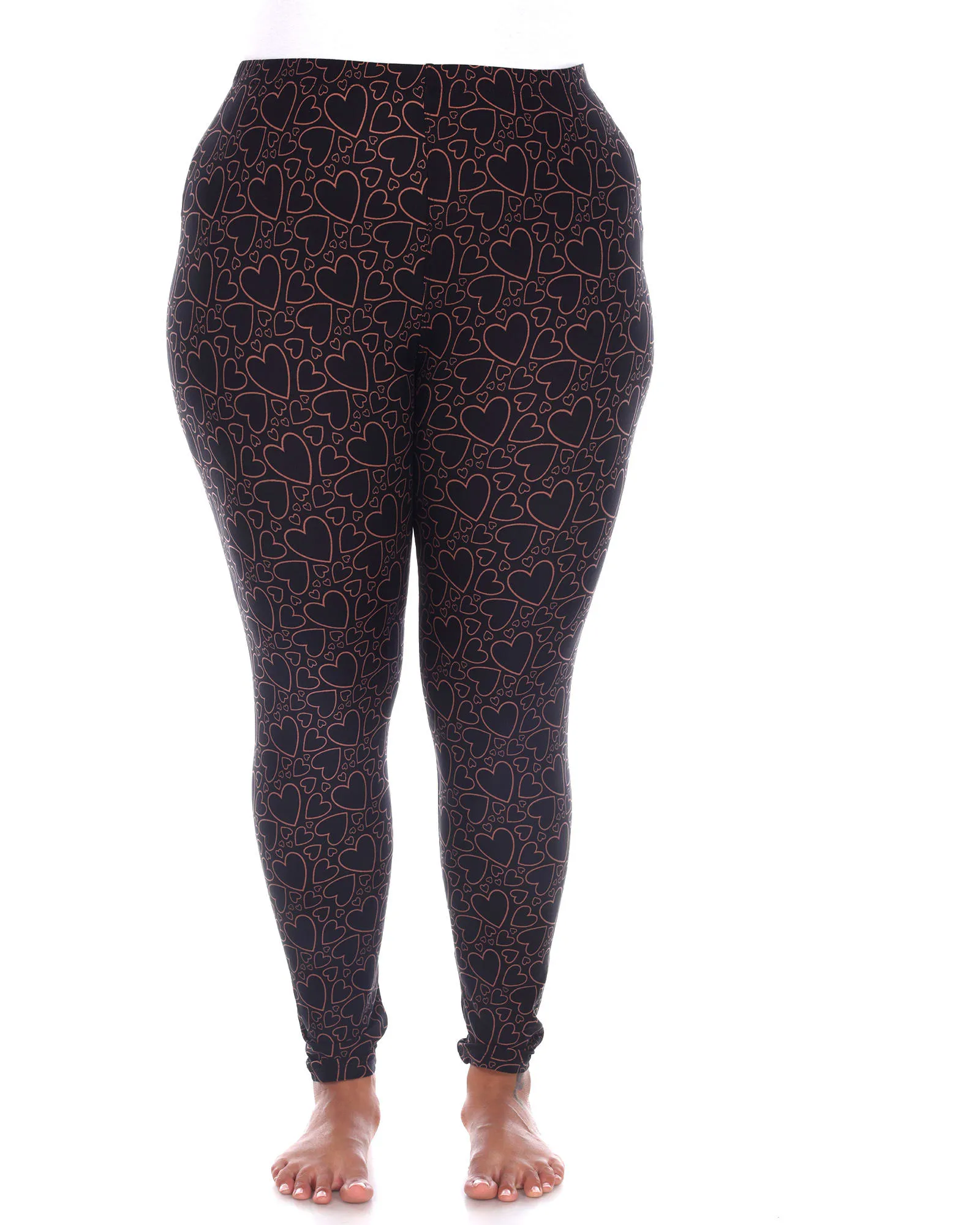Super Soft Heart Printed Leggings | Black Brown