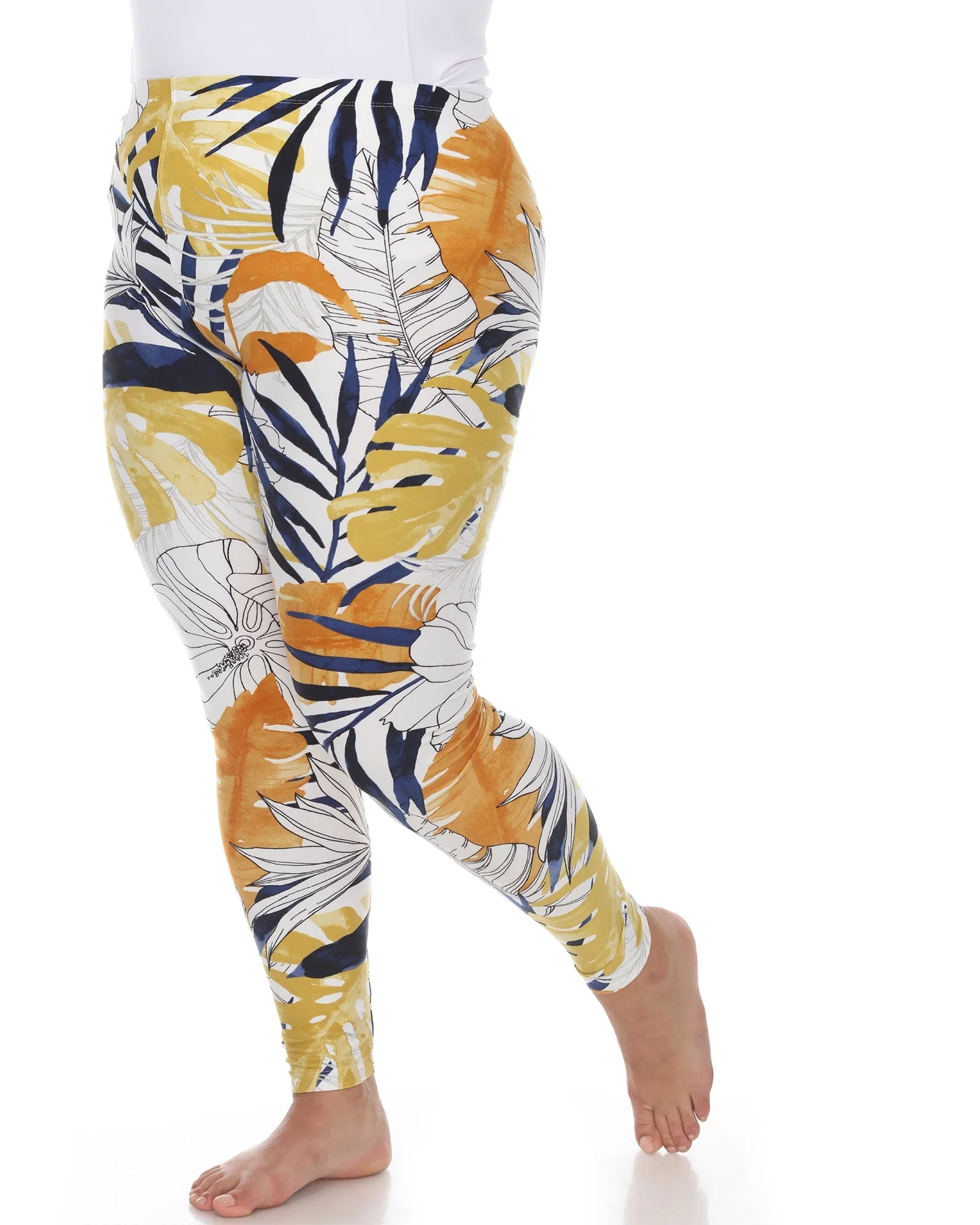 Super Soft Tropical Printed Leggings | White Tropical Flower