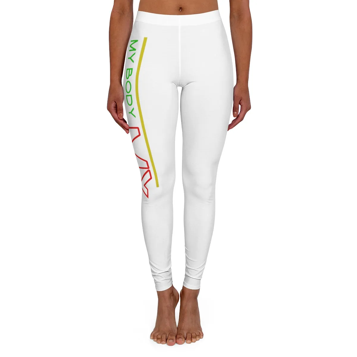 Women's Spandex Leggings ( My body my rules ) WHITE